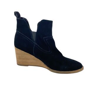 Women's Blondo Waterproof 10M Boots Black Suede WEDGE Ankle EXCELLENT Slip on